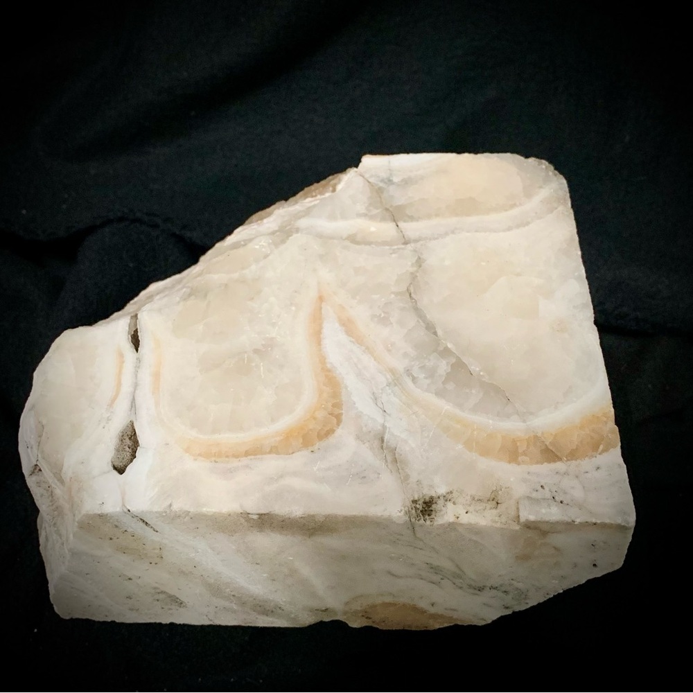 💗Large Banded White Onyx Calcite Block – 7.5 lb Raw Stone